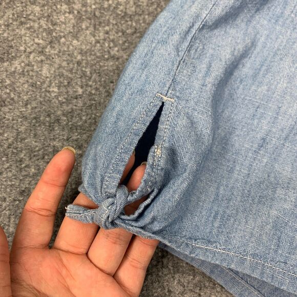 Madewell Pull On Shorts Womens XXS 2XS Chambray Side Tie Stretch Waist Cotton - Picture 4 of 14